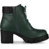 imageAllegra K Womens Round Toe Chunky Heel Lace Up Zipper Combat BootsDark Green