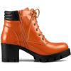 imageAllegra K Womens Round Toe Chunky Heel Lace Up Zipper Combat BootsOrange