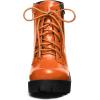 imageAllegra K Womens Round Toe Chunky Heel Lace Up Zipper Combat BootsOrange