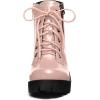 imageAllegra K Womens Round Toe Chunky Heel Lace Up Zipper Combat BootsPink