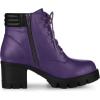 imageAllegra K Womens Round Toe Chunky Heel Lace Up Zipper Combat BootsPurple