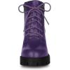 imageAllegra K Womens Round Toe Chunky Heel Lace Up Zipper Combat BootsPurple