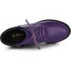 imageAllegra K Womens Round Toe Chunky Heel Lace Up Zipper Combat BootsPurple