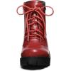 imageAllegra K Womens Round Toe Chunky Heel Lace Up Zipper Combat BootsRed