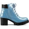 imageAllegra K Womens Round Toe Chunky Heel Lace Up Zipper Combat BootsSky Blue