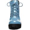 imageAllegra K Womens Round Toe Chunky Heel Lace Up Zipper Combat BootsSky Blue