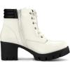 imageAllegra K Womens Round Toe Chunky Heel Lace Up Zipper Combat BootsWhite