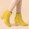 imageAllegra K Womens Round Toe Side Zip Chunky Heel Ankle BootsYellow