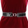 imageAllegra K Womens Skinny Elastic Waist Belts Sequins Decor Stretchy Belts for Dresses 2PCSSilver Side Black