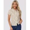 imageAllegra K Womens Summer Peter Pan Collar Shirts Button Front Vintage Floral Blouse TopApricot