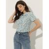 imageAllegra K Womens Summer Peter Pan Collar Shirts Button Front Vintage Floral Blouse TopBlue