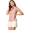 imageAllegra K Womens Bow Tie Neck Blouse Vintage Ruffle Sleeveless Gingham Plaid ShirtLight Pink
