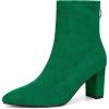 imageAllegra K Womens Pointed Toe Zipper Chunky Heels Ankle BootsEmerald Green