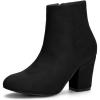 imageAllegra K Womens Round Toe Side Zip Chunky Heel Ankle BootsBlack