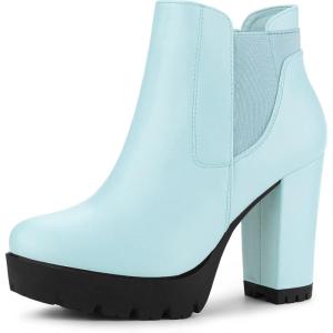 imageAllegra K Womens Chunky High Heel Platform Ankle BootsSky Blue