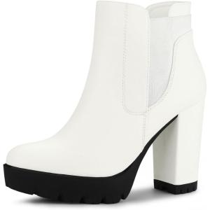 imageAllegra K Womens Chunky High Heel Platform Ankle BootsWhite