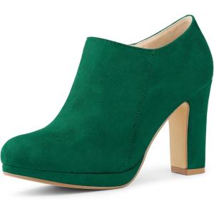 imageAllegra K Womens Platform Round Toe Chunky Heel Ankle BootiesEmerald Green