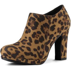 imageAllegra K Womens Platform Round Toe Chunky Heel Ankle BootiesLeopard