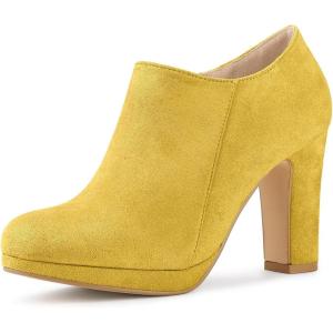 imageAllegra K Womens Platform Round Toe Chunky Heel Ankle BootiesYellow