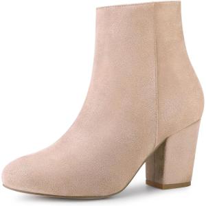 imageAllegra K Womens Round Toe Side Zip Chunky Heel Ankle BootsDust Pink