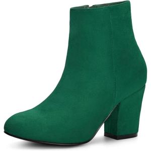 imageAllegra K Womens Round Toe Side Zip Chunky Heel Ankle BootsEmerald Green