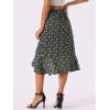 imageAllegra K Floral Midi Skirt for Womens Summer Casual Drawstring Side Ruffled SkirtsBlack