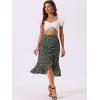 imageAllegra K Floral Midi Skirt for Womens Summer Casual Drawstring Side Ruffled SkirtsBlack