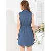 imageAllegra K Womens Denim Collar Button Down Tie Waist Jean Shirt DressBlue