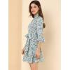 imageAllegra K Womens Floral 34 Bell Sleeve Smocked Belted Flare Ruffle DressWhite Mint