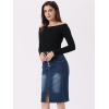 imageAllegra K Womens Jean Skirts Split Casual High Waist Bodycon Denim Pencil SkirtDark Blue