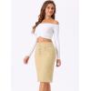 imageAllegra K Womens Jean Skirts Split Casual High Waist Bodycon Denim Pencil SkirtLight Khaki