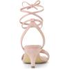 imageAllegra K Womens Kitten Heel Lace Up Suede Heel SandalsDust Pink
