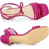imageAllegra K Womens Kitten Heel Lace Up Suede Heel SandalsHot Pink
