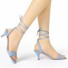 imageAllegra K Womens Kitten Heel Lace Up Suede Heel SandalsSky Blue