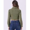 imageAllegra K Womens Washed Denim Jackets Button Up Puff Sleeve Cropped Jean JacketArmy Green