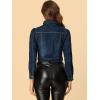 imageAllegra K Womens Washed Denim Jackets Button Up Puff Sleeve Cropped Jean JacketBlue Black