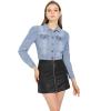 imageAllegra K Womens Washed Denim Jackets Button Up Puff Sleeve Cropped Jean JacketLight Blue