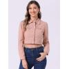 imageAllegra K Womens Washed Denim Jackets Button Up Puff Sleeve Cropped Jean JacketPink