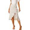 imageAllegra K Floral Midi Skirt for Womens Summer Casual Drawstring Side Ruffled SkirtsWhite