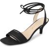 imageAllegra K Womens Kitten Heel Lace Up Suede Heel SandalsBlack