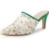 imageAllegra K Womens Lace Heels Sandals Mesh Floral Embroidered Stiletto Heels Slide MulesWhite Green