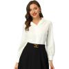 imageAllegra K Womens Long Sleeve Button Down Shirt Vintage Collared Work BlouseWhite