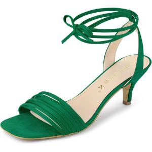 imageAllegra K Womens Kitten Heel Lace Up Suede Heel SandalsGreen