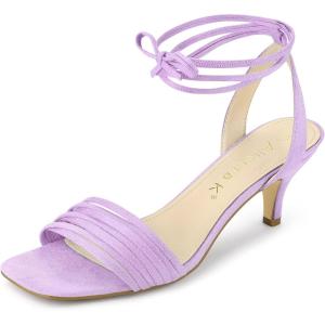 imageAllegra K Womens Kitten Heel Lace Up Suede Heel SandalsLight Purple