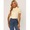 imageAllegra K Womens Cotton Short Sleeve Button Down Peter Pan Collar BlouseBeige
