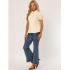 imageAllegra K Womens Cotton Short Sleeve Button Down Peter Pan Collar BlouseBeige