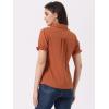 imageAllegra K Womens Cotton Short Sleeve Button Down Peter Pan Collar BlouseBrown Red