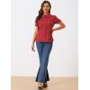 imageAllegra K Womens Cotton Short Sleeve Button Down Peter Pan Collar BlouseBurgundy