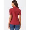 imageAllegra K Womens Cotton Short Sleeve Button Down Peter Pan Collar BlouseBurgundy