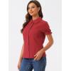 imageAllegra K Womens Cotton Short Sleeve Button Down Peter Pan Collar BlouseBurgundy